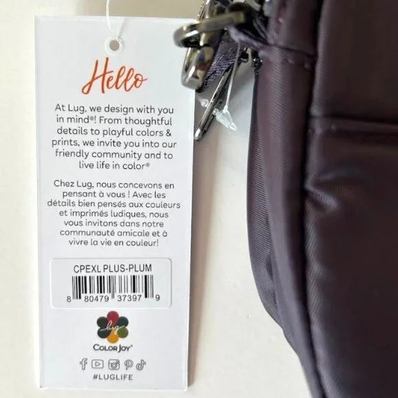 Lug Coupe XL Plus Convertible Crossbody Bag with Charm Bar Plum - New! - Picture 14 of 14